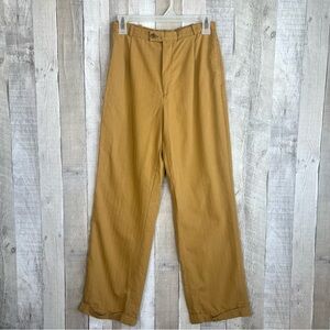 Barry Bricken Pants Women 4 Tan Striped Pure Virgin Wool Blend Pleated Trouser